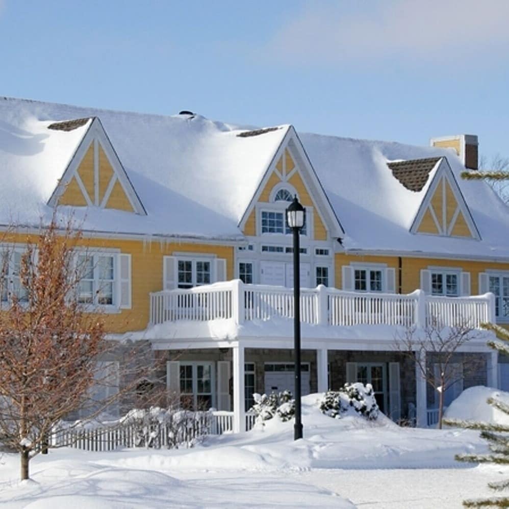 Snow covered luxury resort
