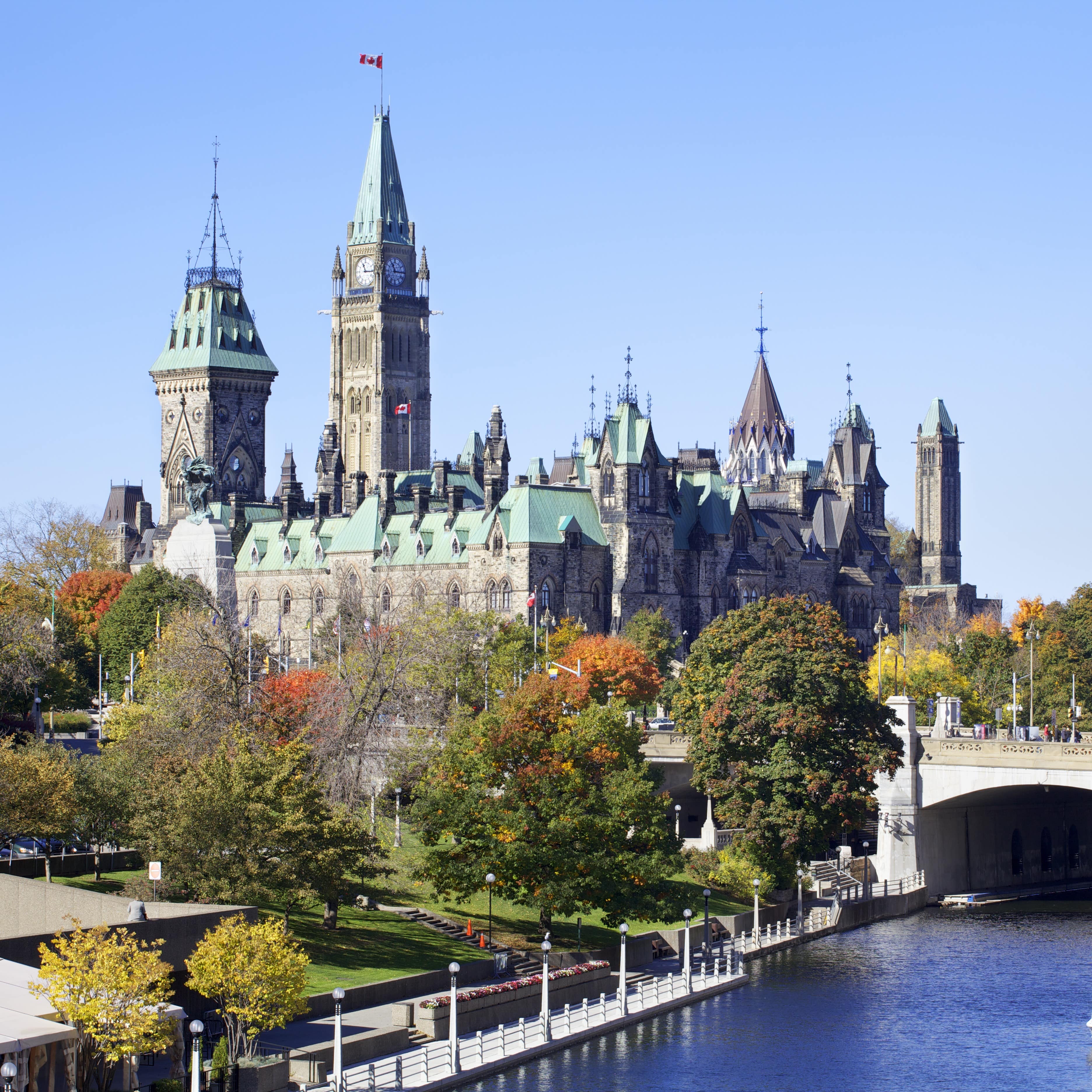 Parliament in Ottawa and the surrounding area