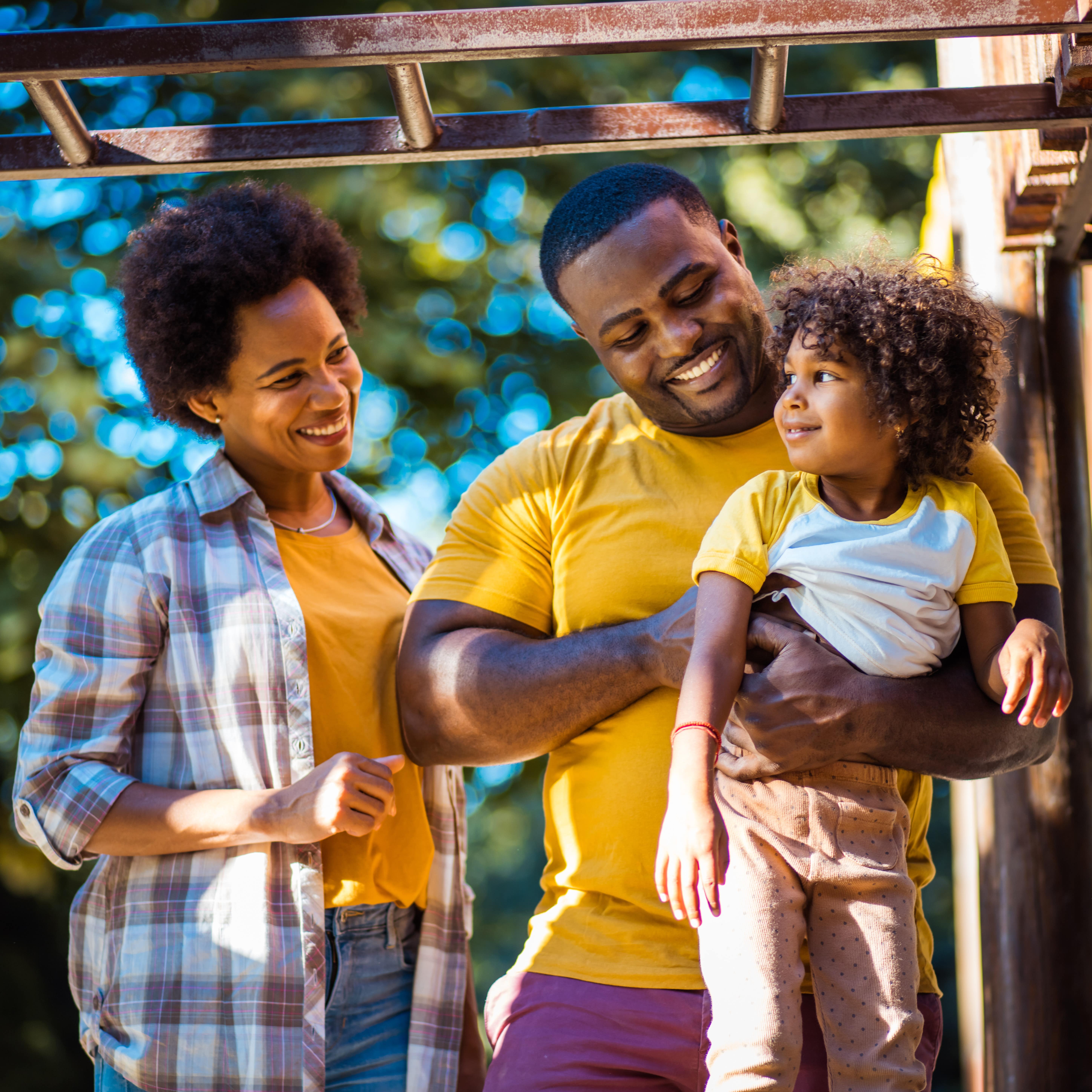 Family playing at a playground