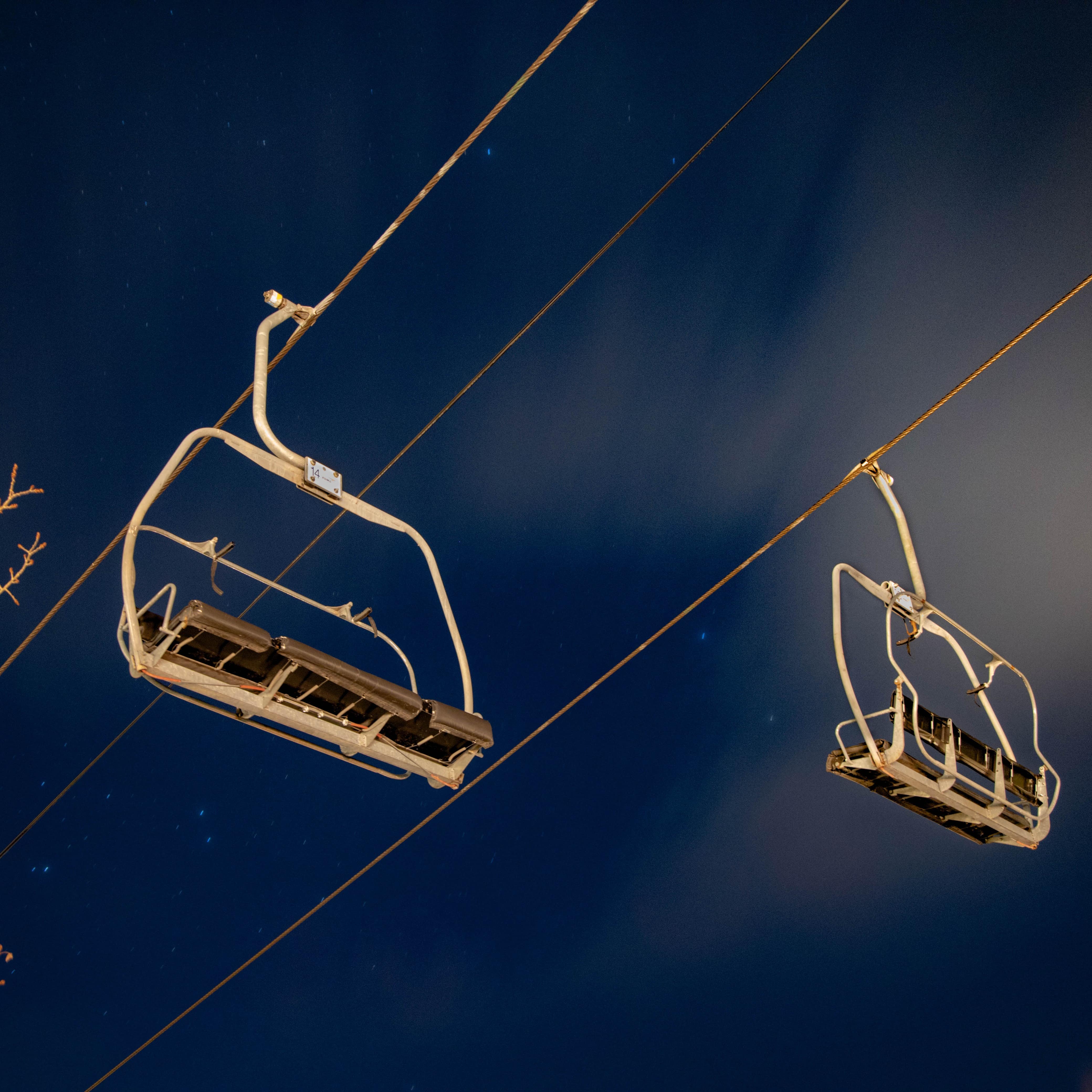 Chair lifts at night