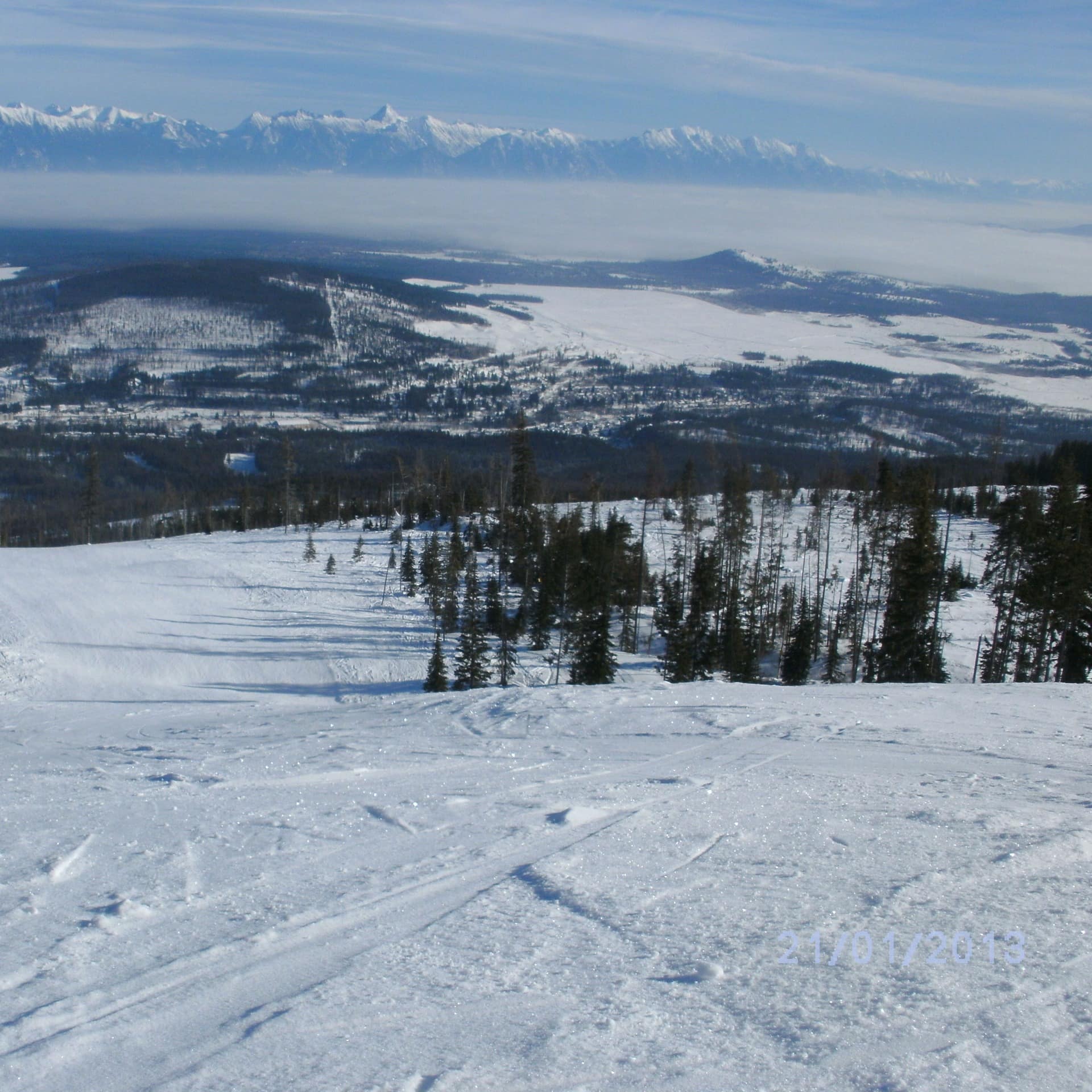 View from the top of a ski slope