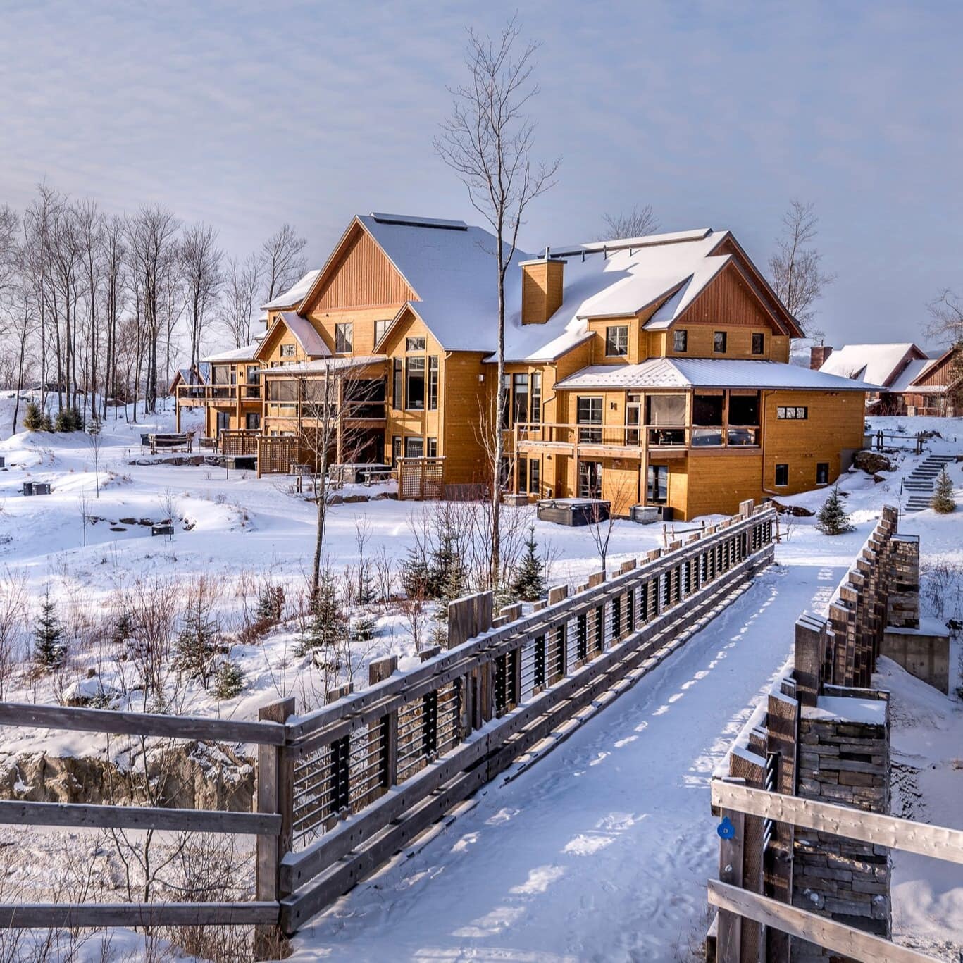 Snow covered luxury ski resort