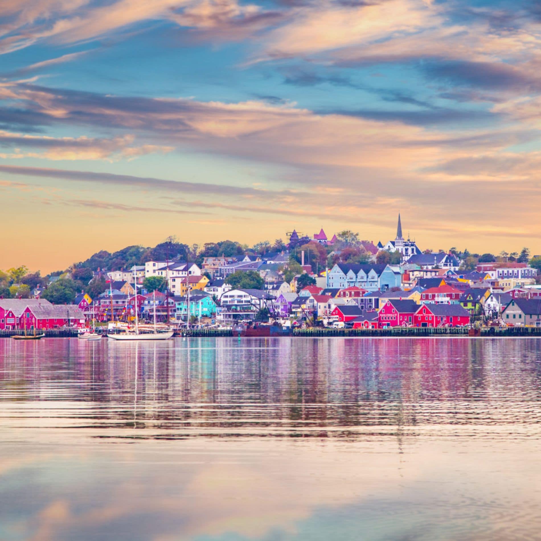 Waterfront view of Lunenburg in Nova Scotia