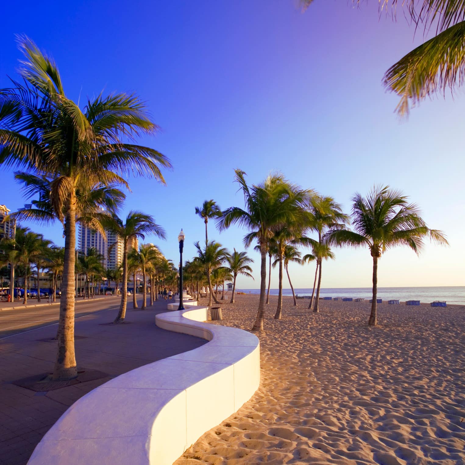 Sunrise at the waterfront resort