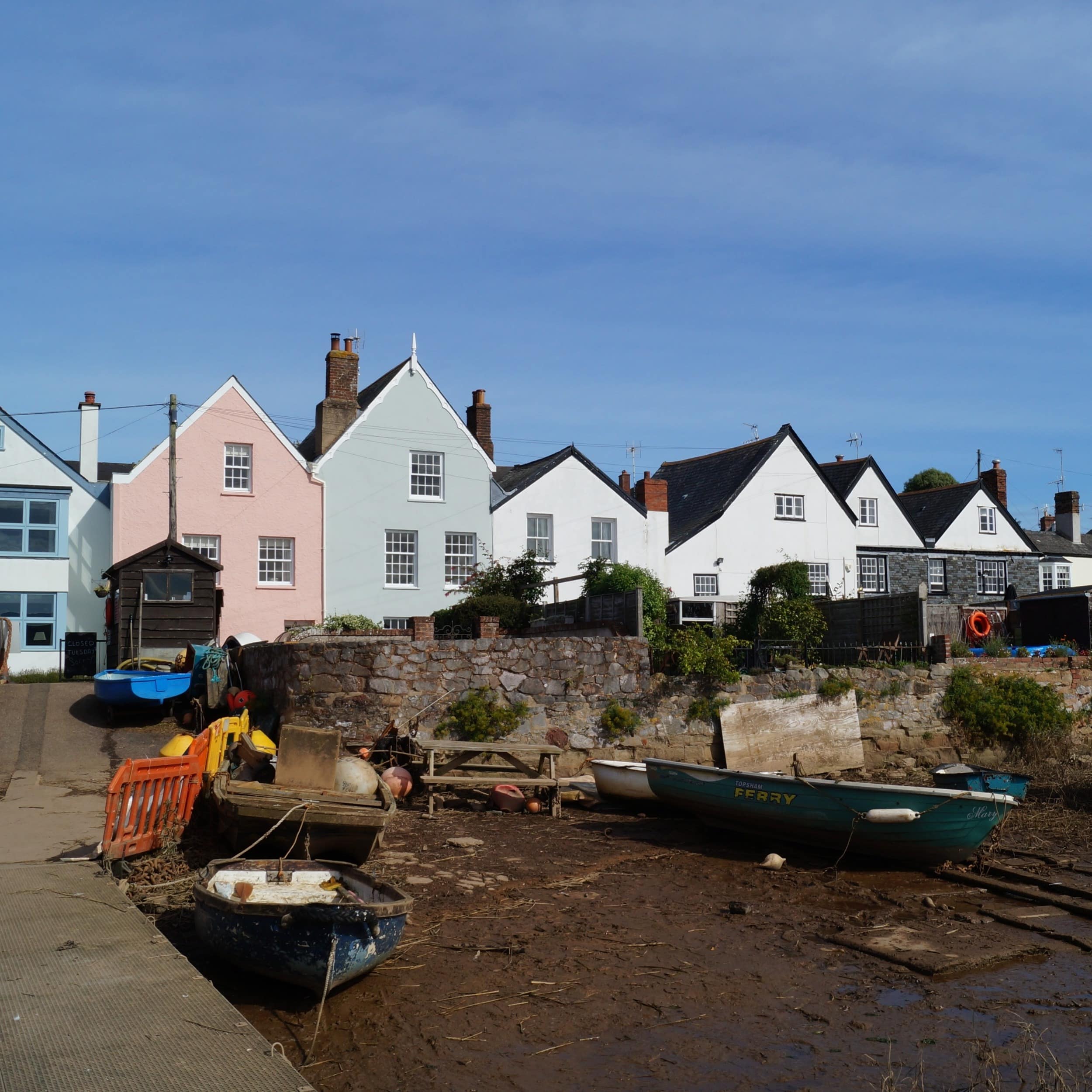 A line of charming cottages by the sea