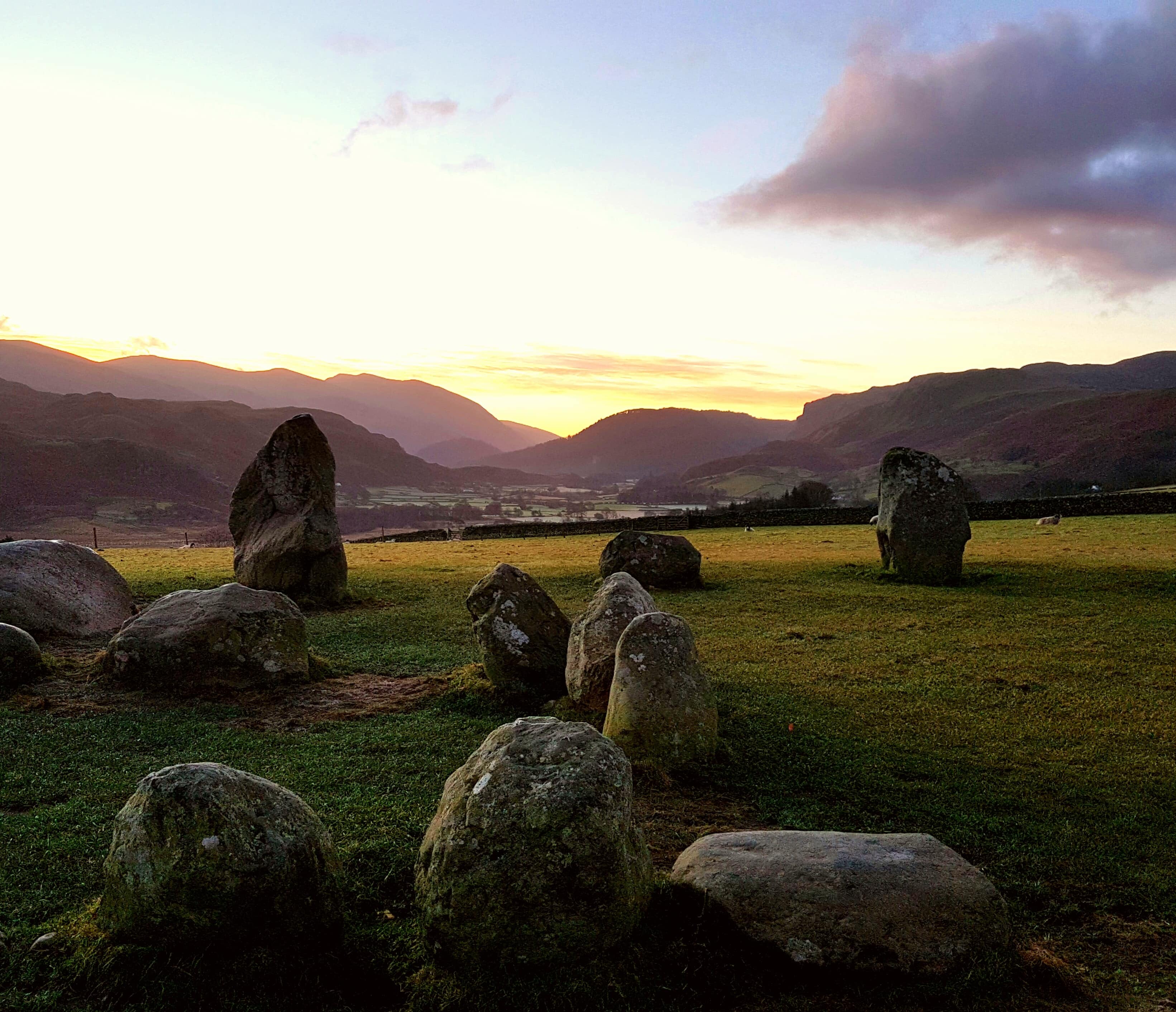 An ancient stone circle in the middle of the Lake District
