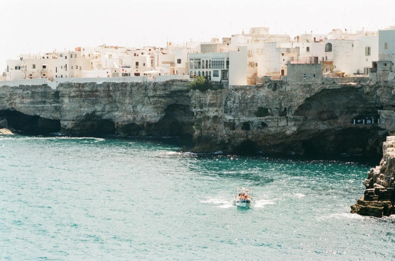 The clifftop town of Polignano a Mare, right by Puglia's coast