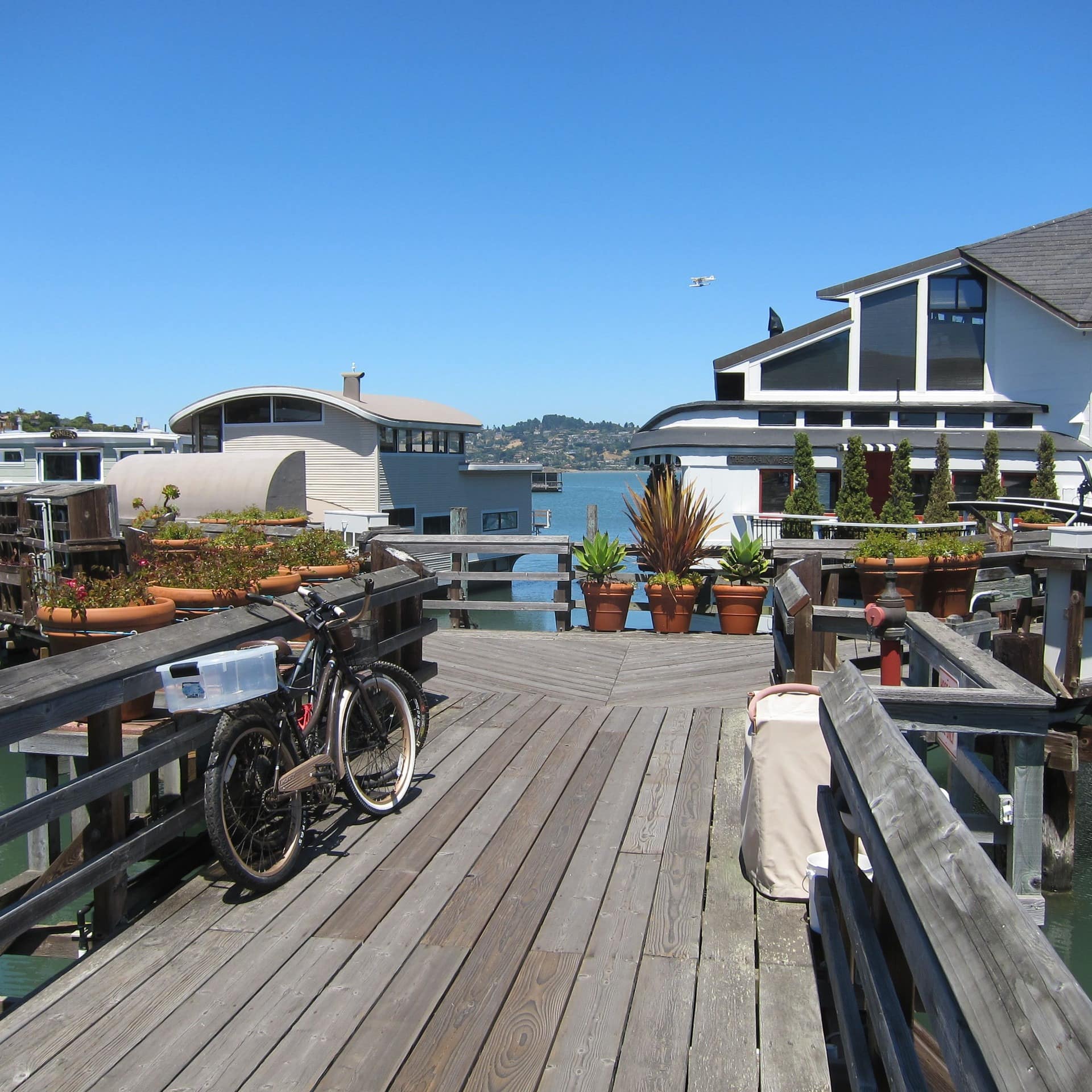 A houseboat enclave in the California city of Sausalito