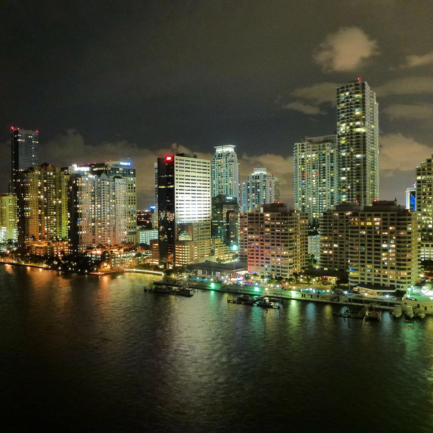 The Miami skyline at night