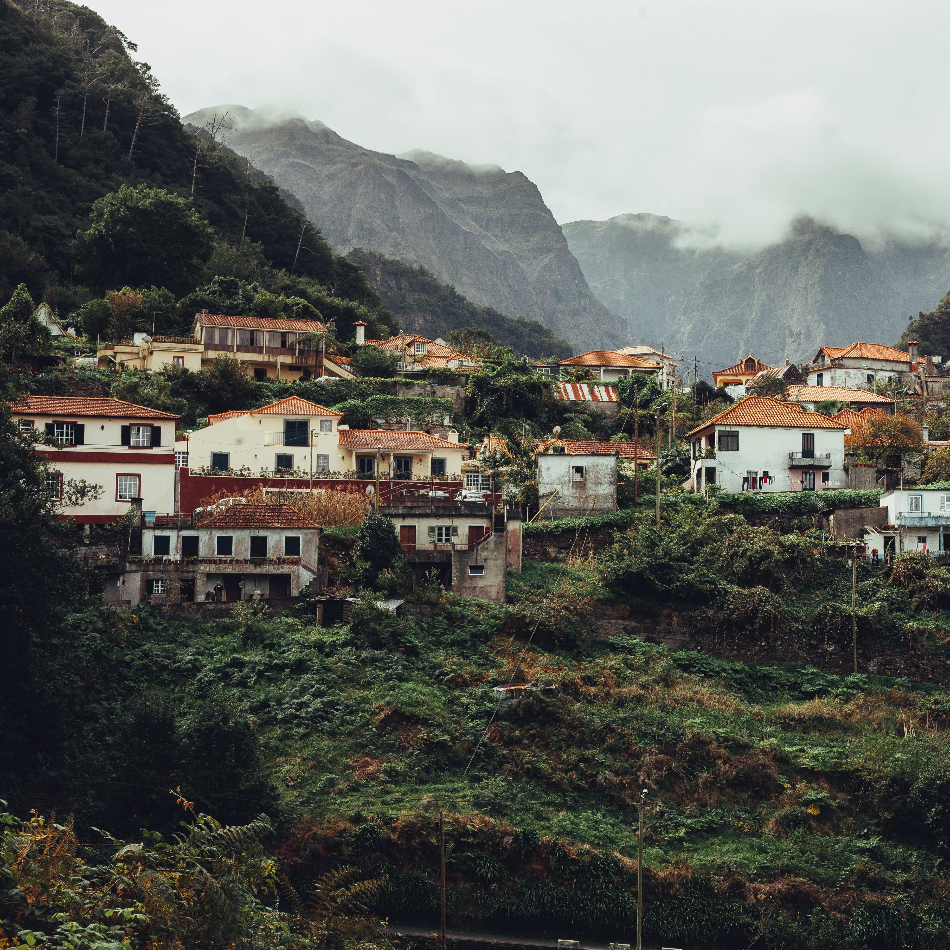 A charming cliffside village surrounded by mountains on Madeira