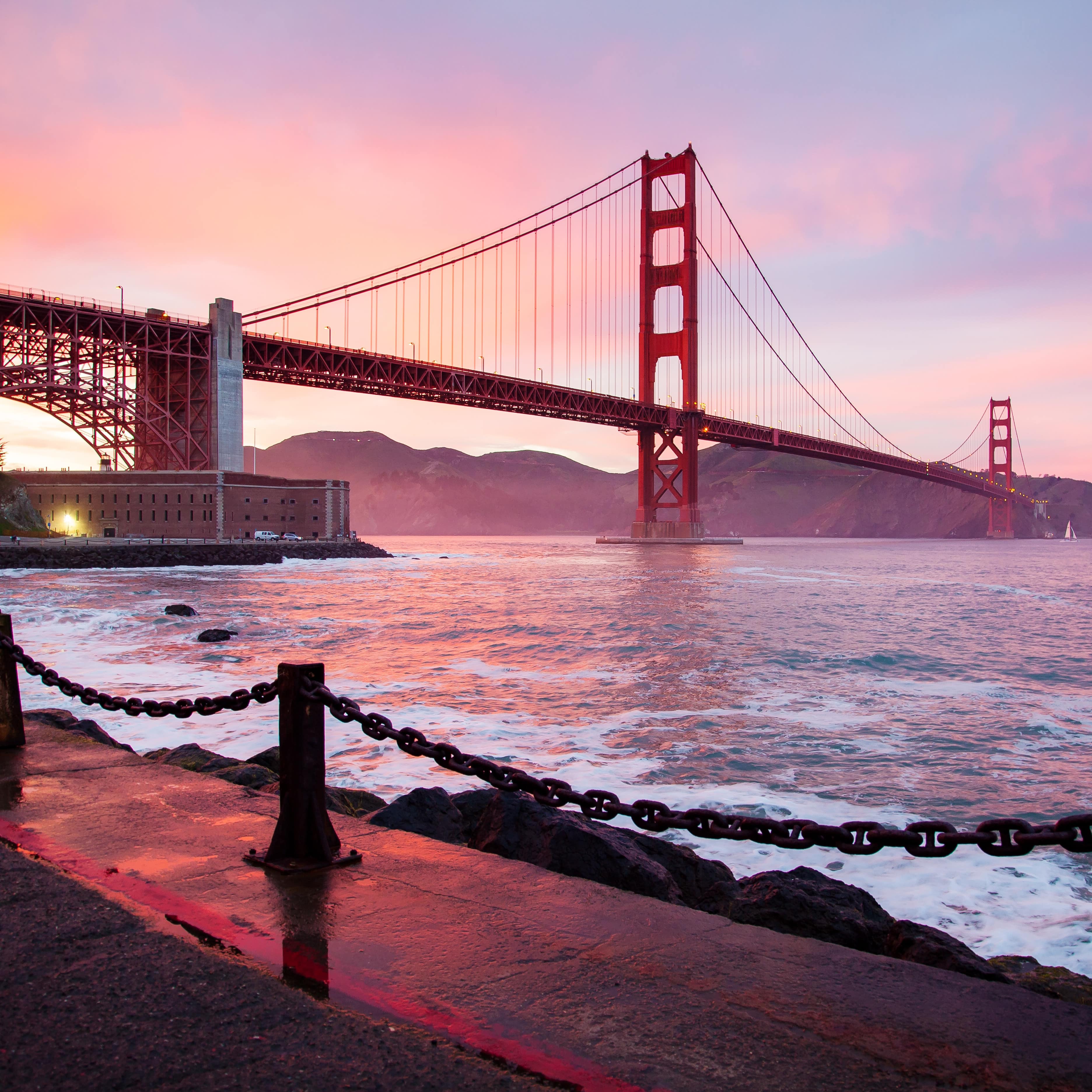 The Golden Gate Bridge at dusk