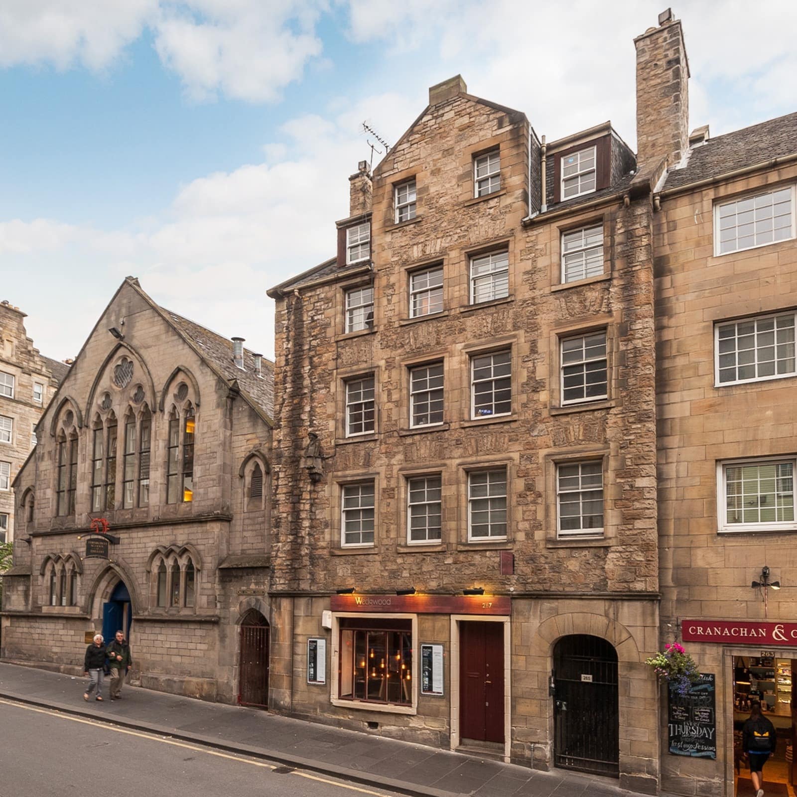 Historic buildings with a Gothic feel line the streets of Edinburgh's center