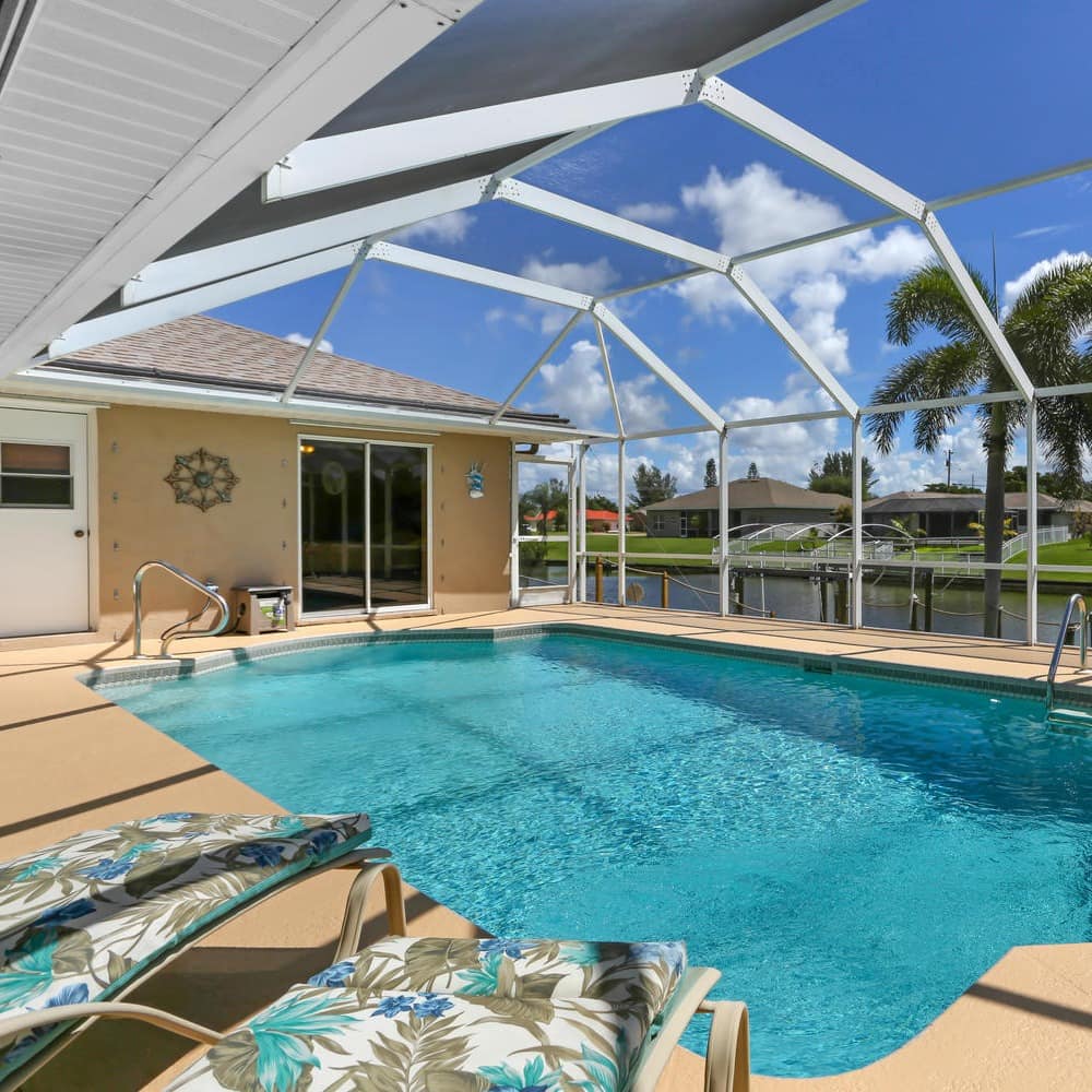 A private swimming pool in a luxury coastal vacation rental in Florida