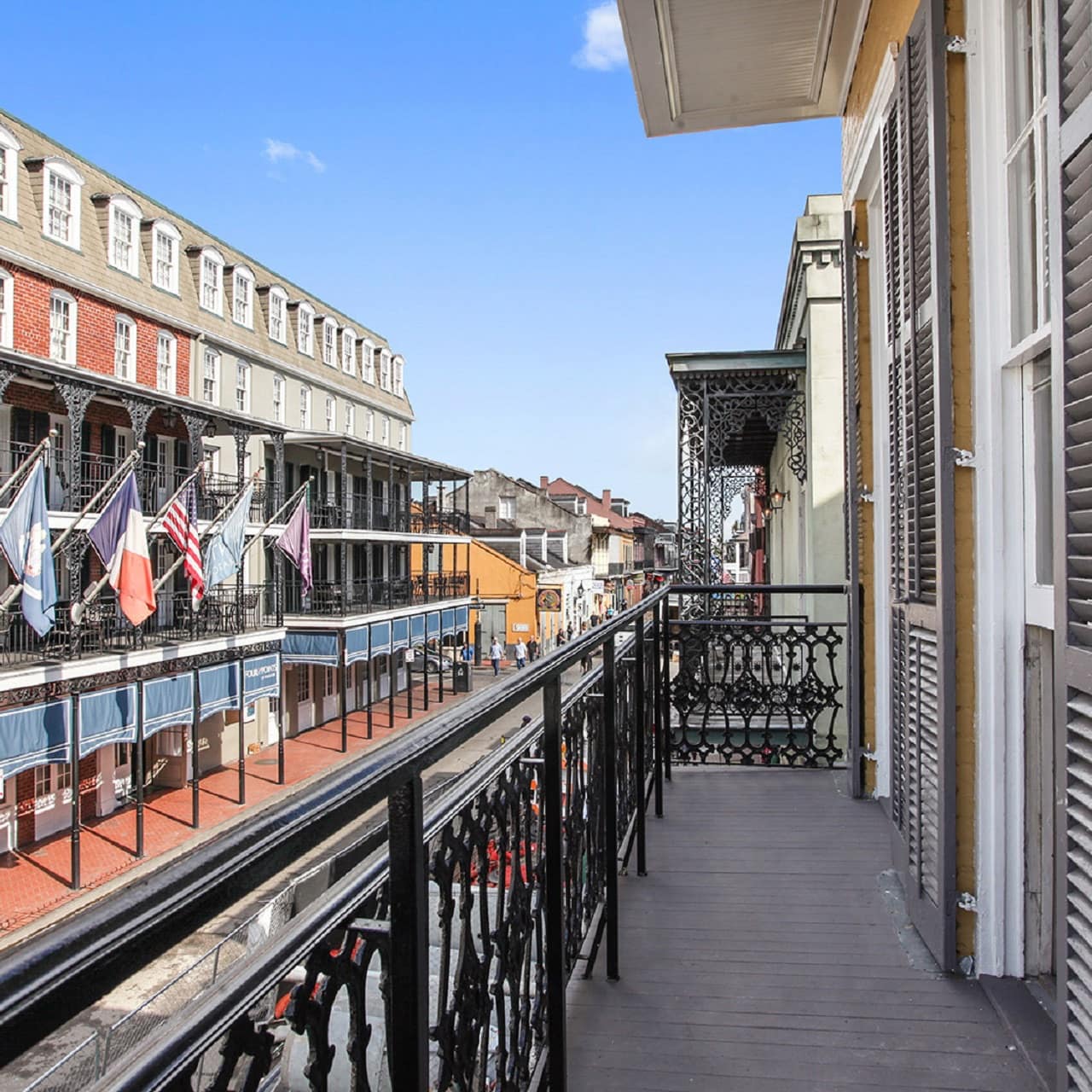 The view from the balcony of a rental in the French Quarter