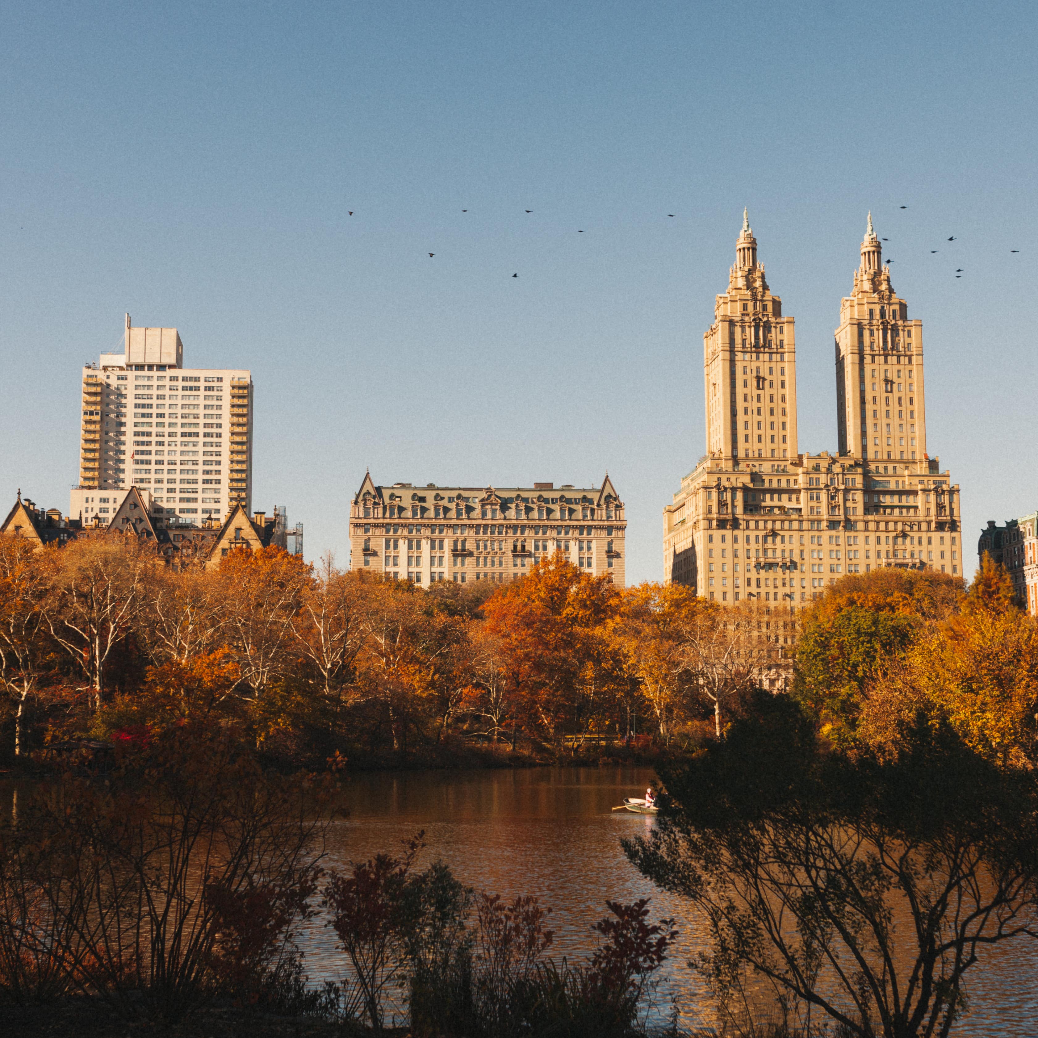 The skyscrapers of New York peer over the ponds of Central Park
