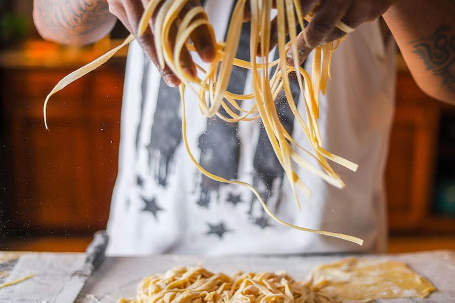 Marrekus making fresh homemade pasta