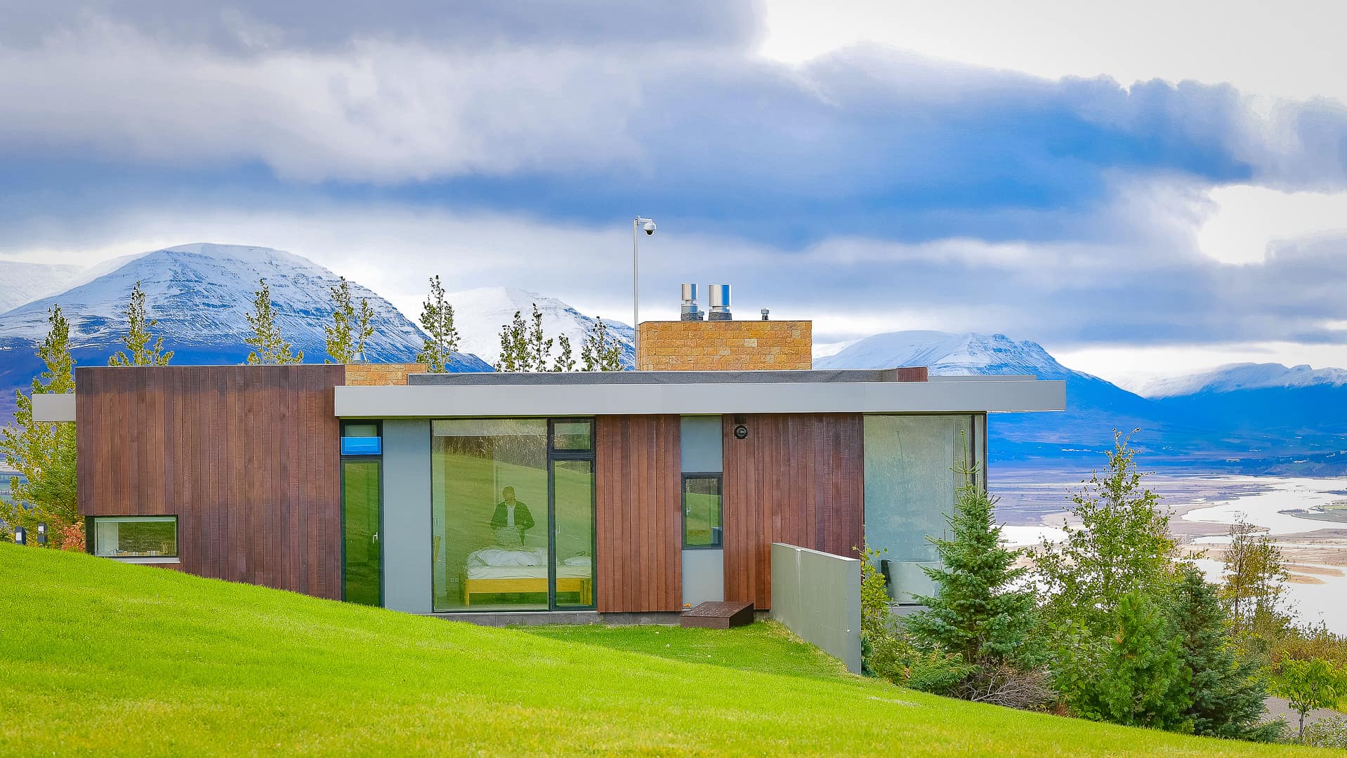 This exclusive three-bedroom villa in Iceland has a hot tub for guests to relax in