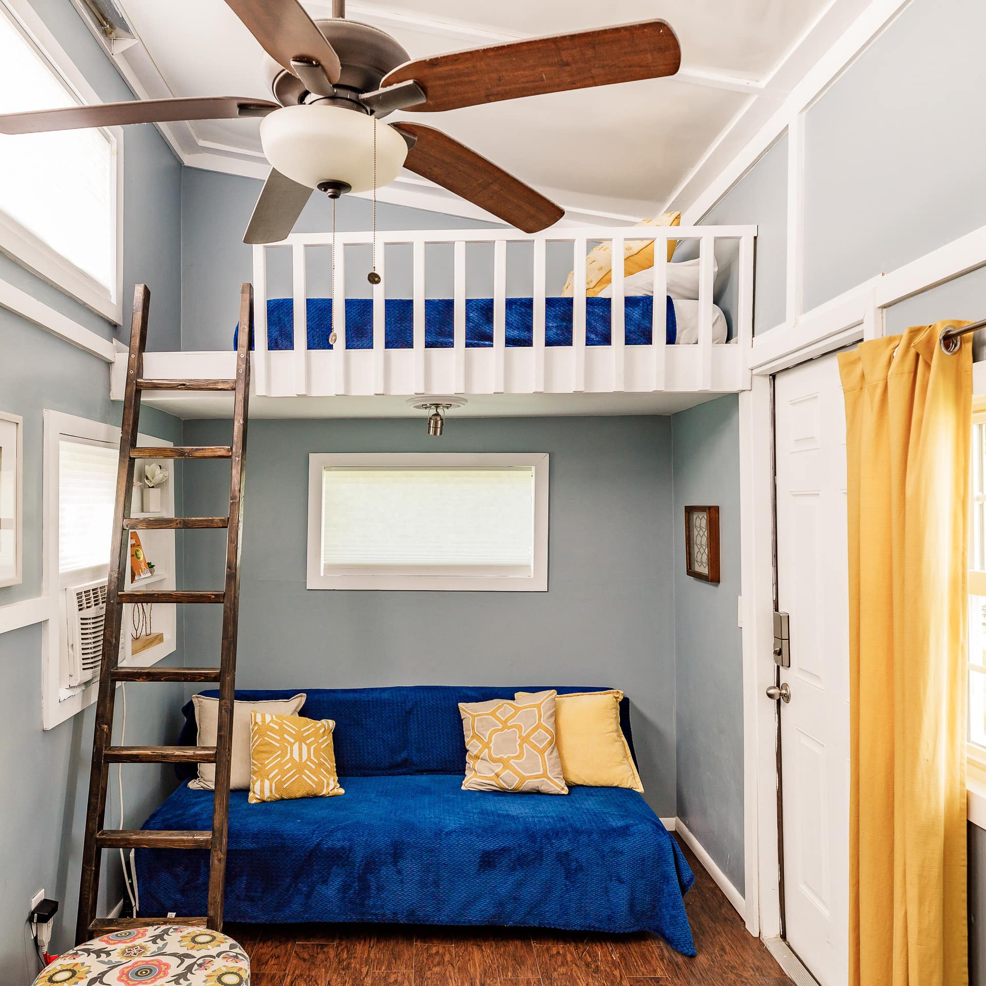 The stylish interior of a tiny house in Fort Myers