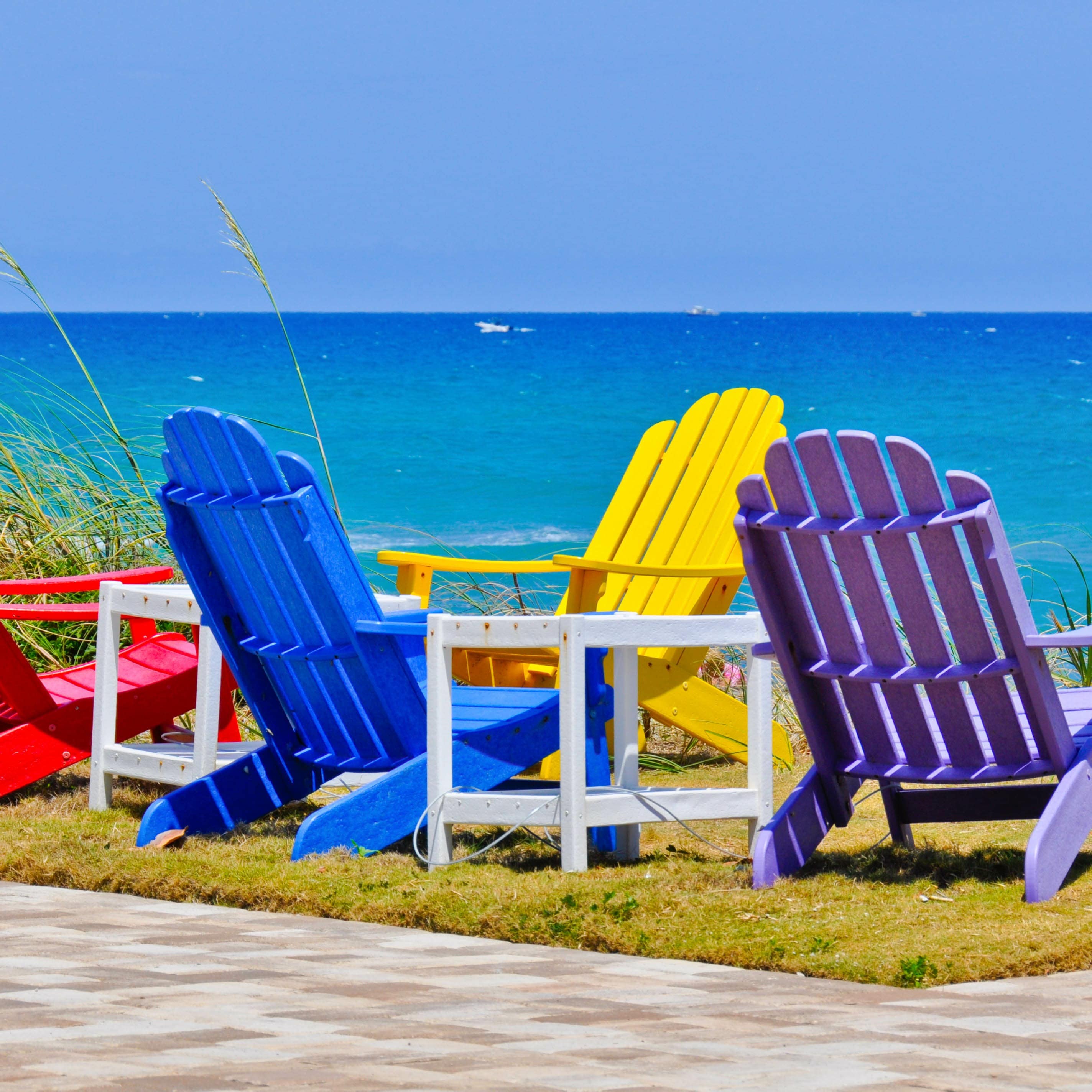 Beach chairs overlooking the ocean