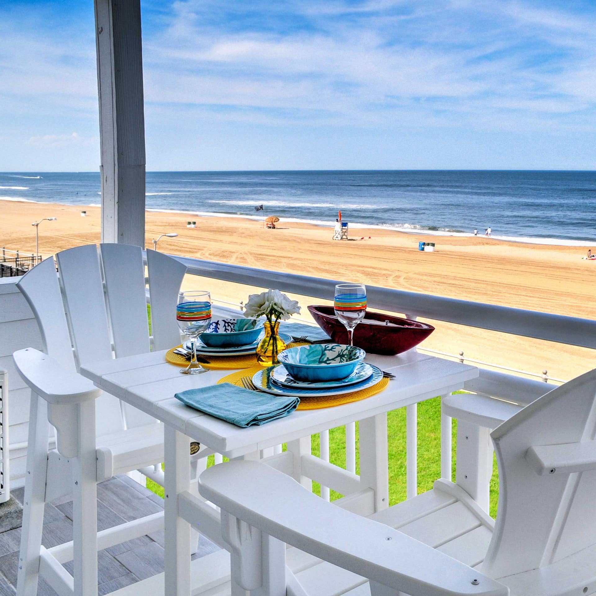 A view of the beach from a charming Virginia Beach cottage
