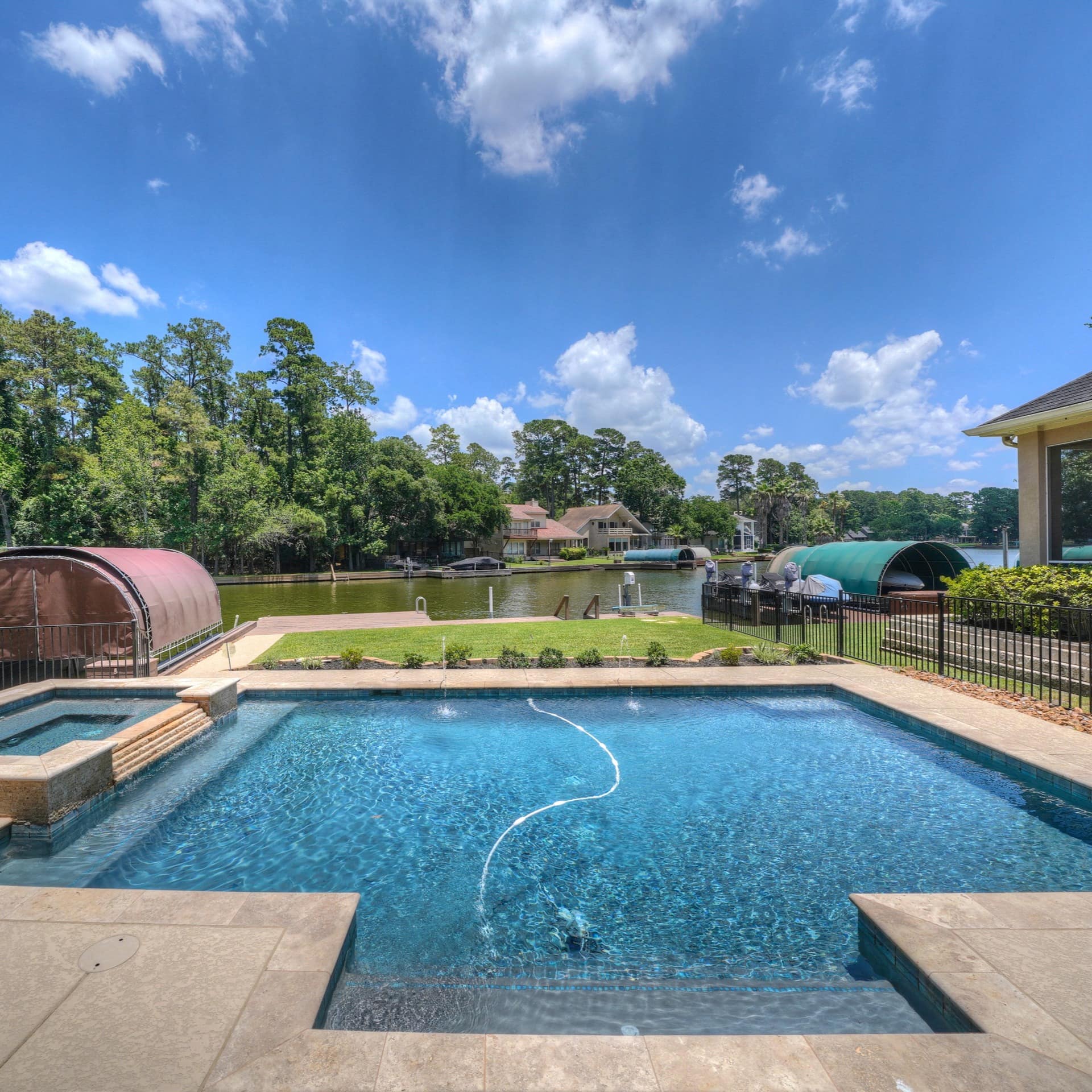 Lake views from a private pool