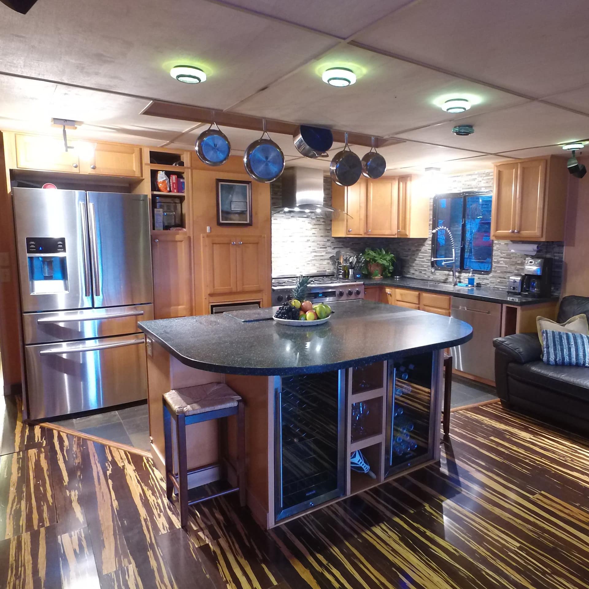 The plush interior of a houseboat near Fort Myers