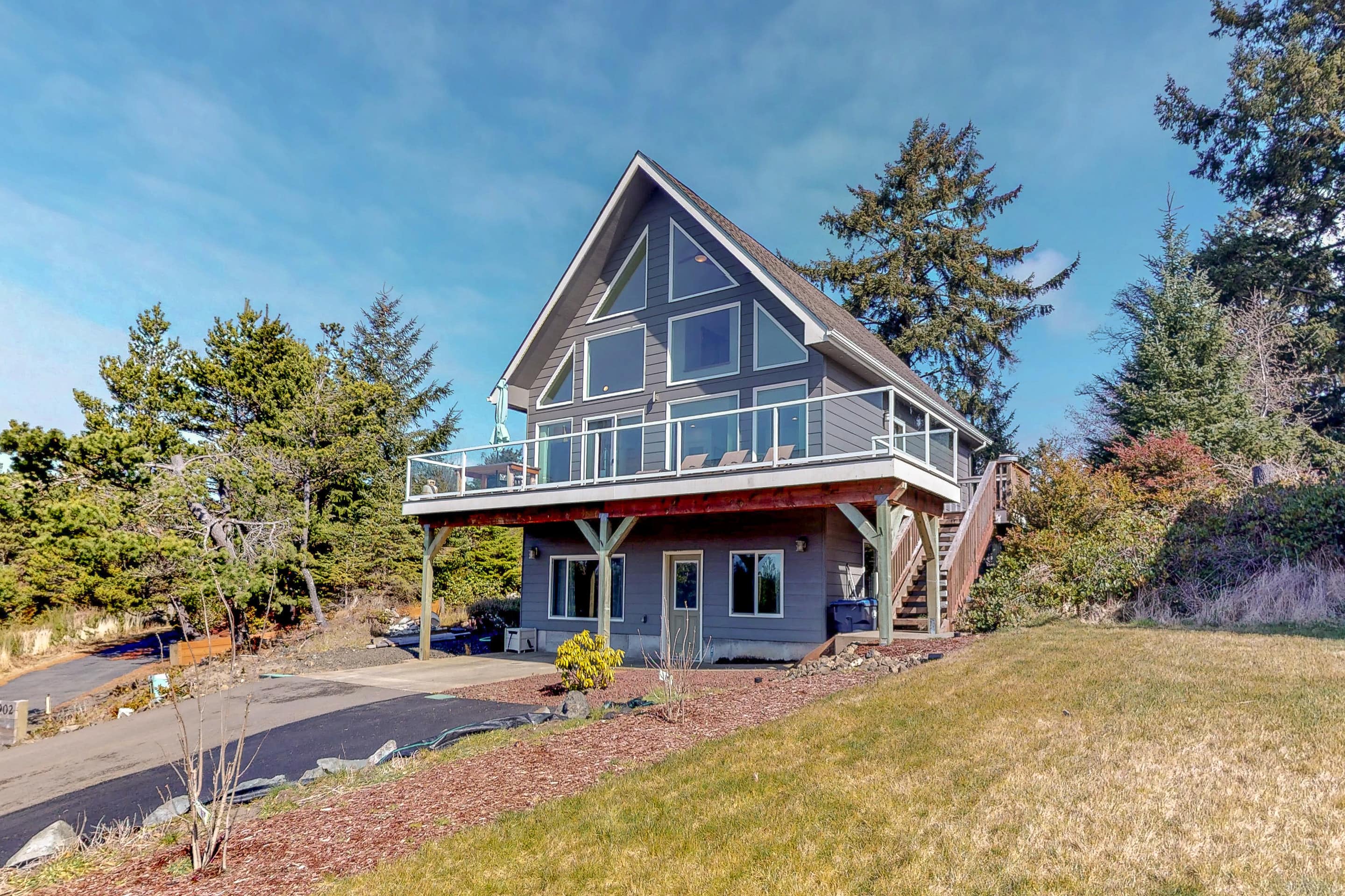 This is an A-frame beach house in Westport, Washington.