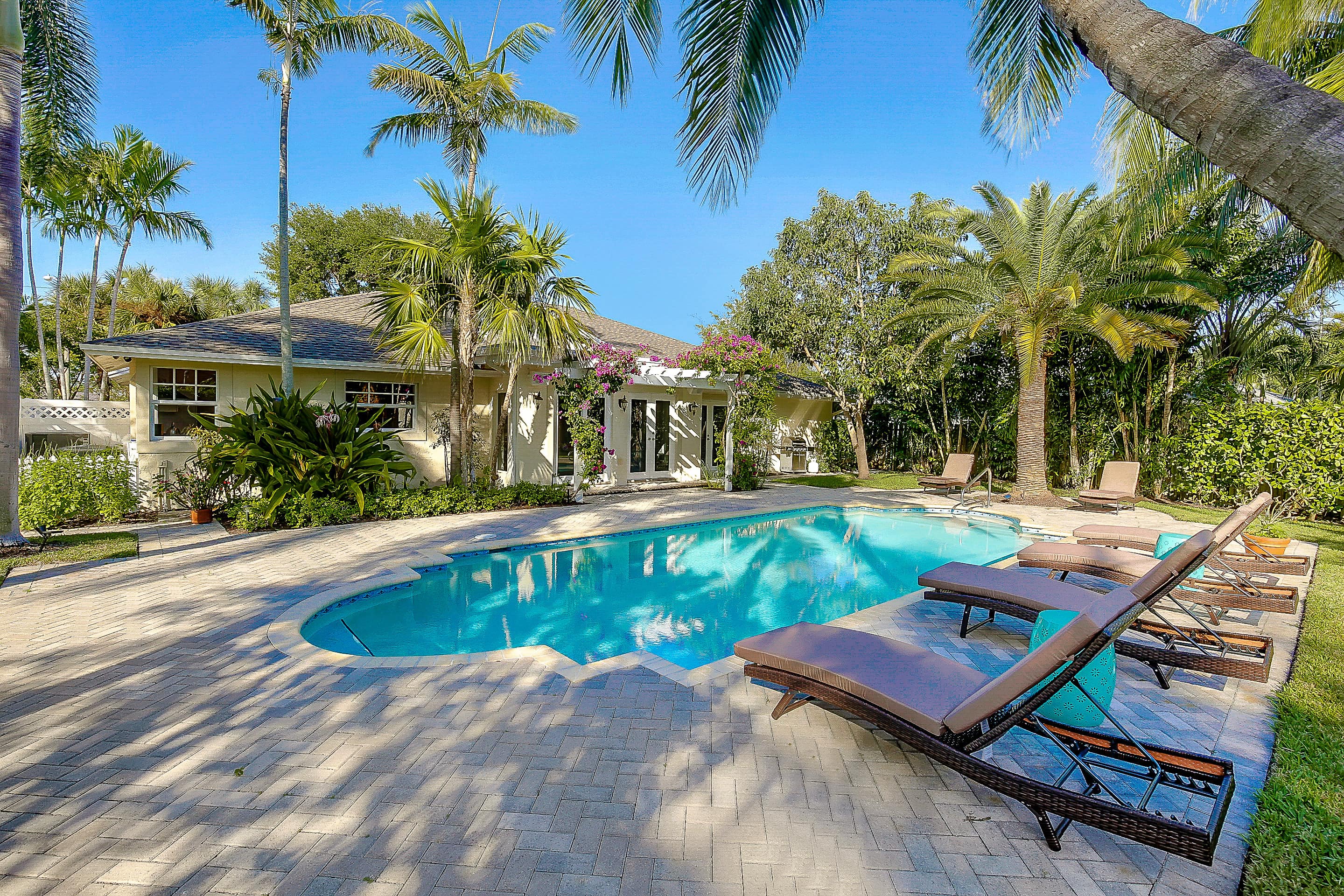 This 3-bedroom home in Delray Beach features a heated pool to enjoy year round.