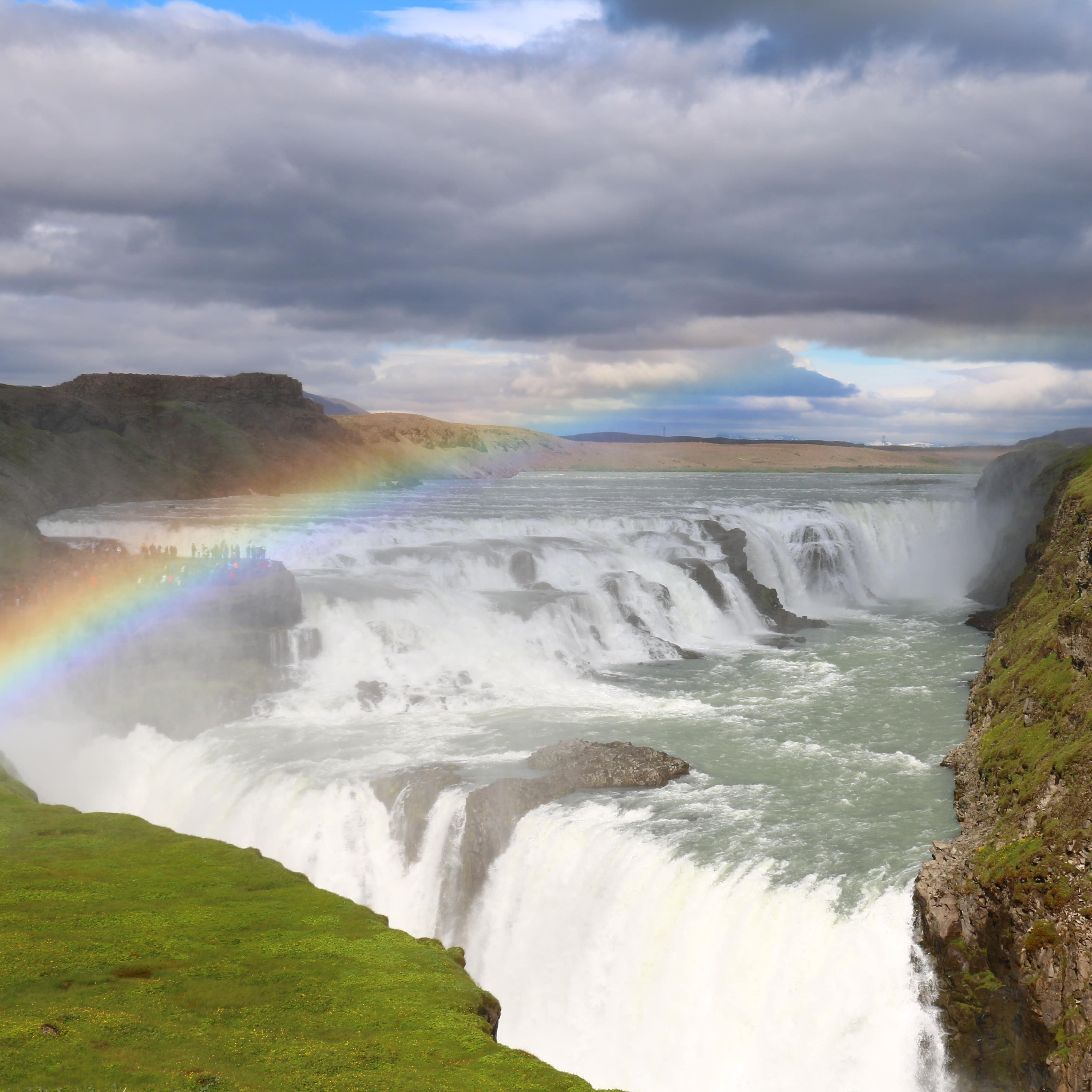 The Gullfoss waterfall and a rainbow