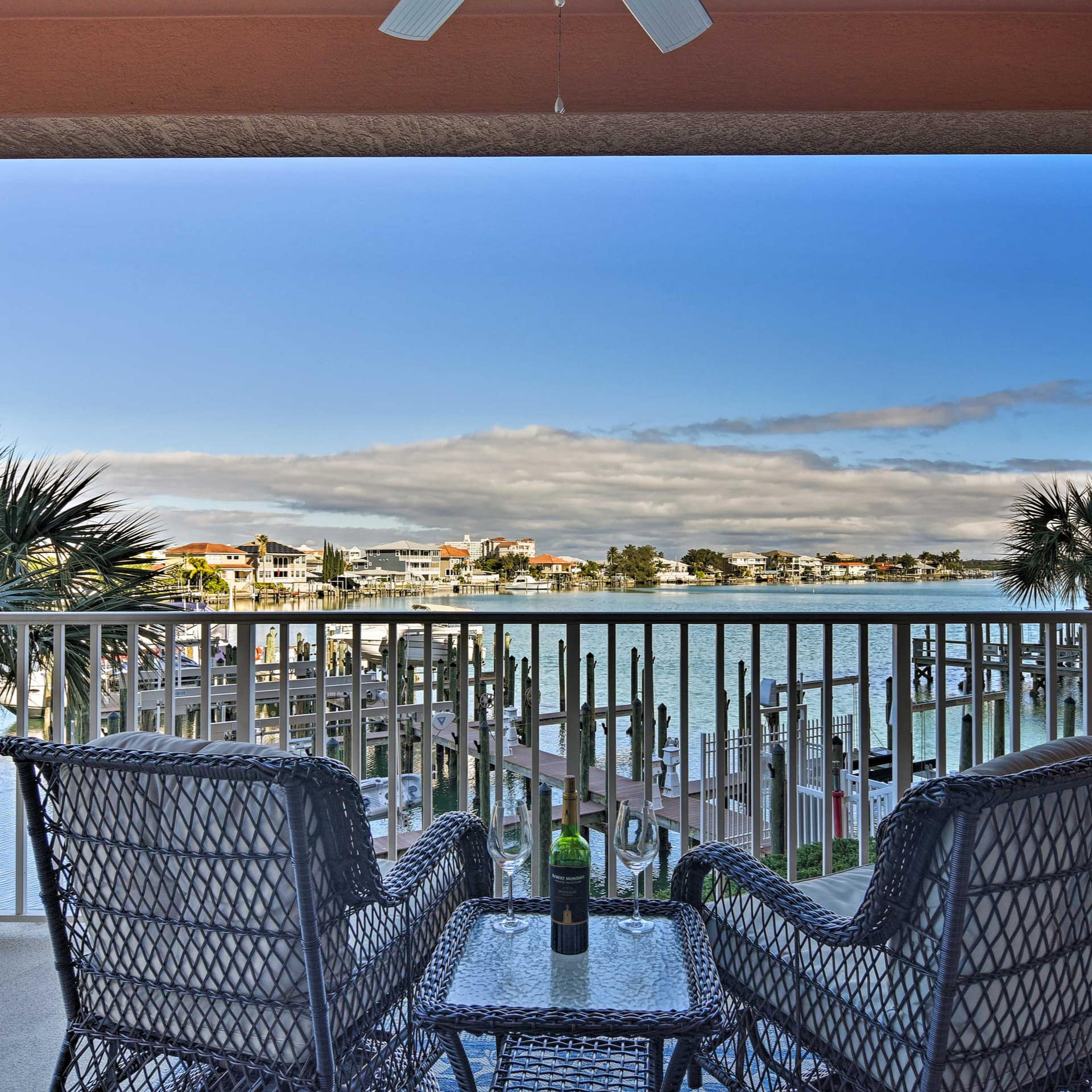 A view of the Intracoastal Waterway from the balcony of a vacation rental in Clearwater, Florida