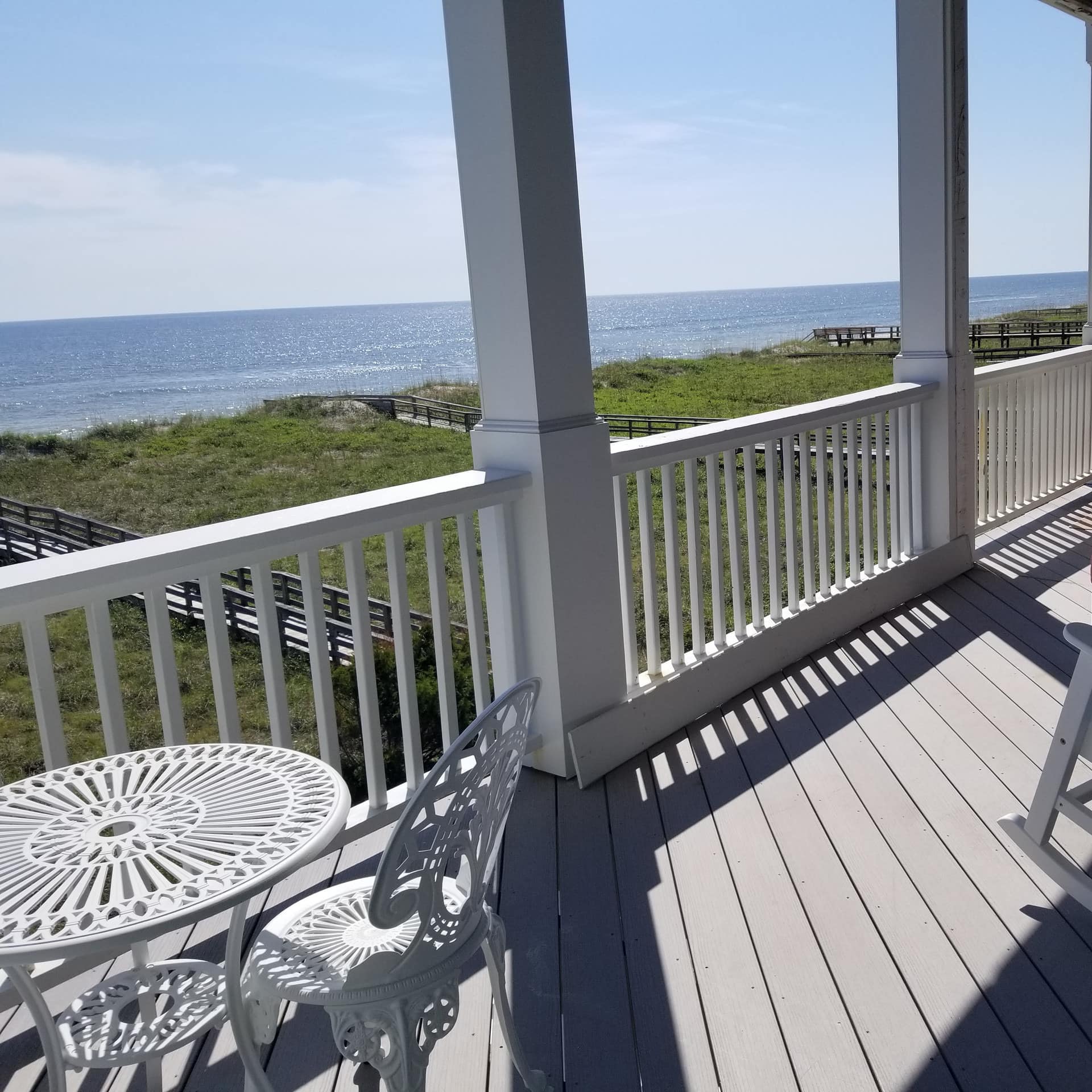 A view of the Atlantic Ocean from the deck of a North Carolina beach rental