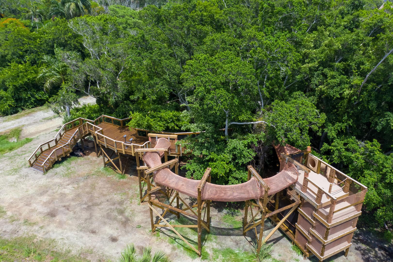 Picture from above of the NEST center canopy, on Robinson Preserve