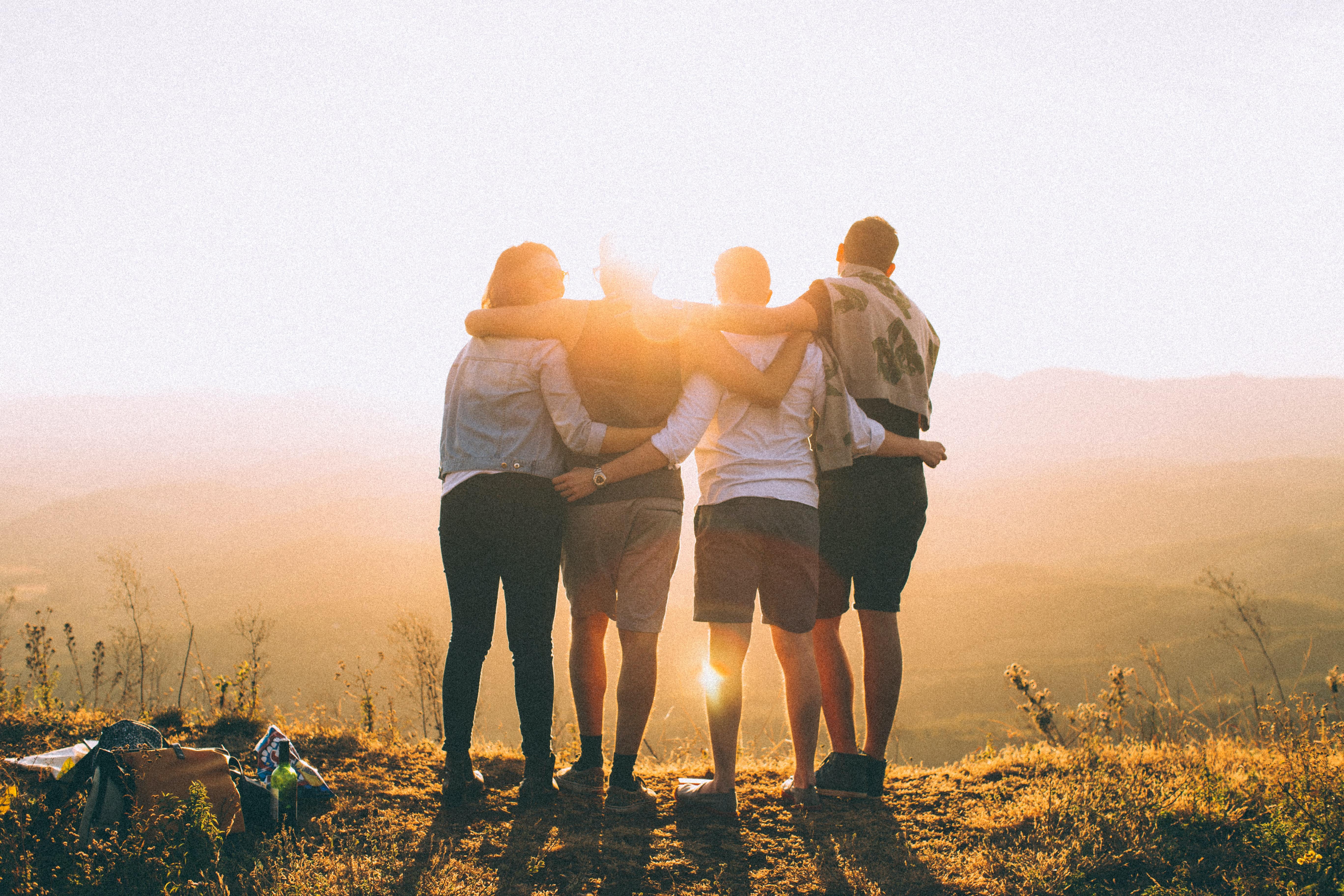 group of people looking out over a view