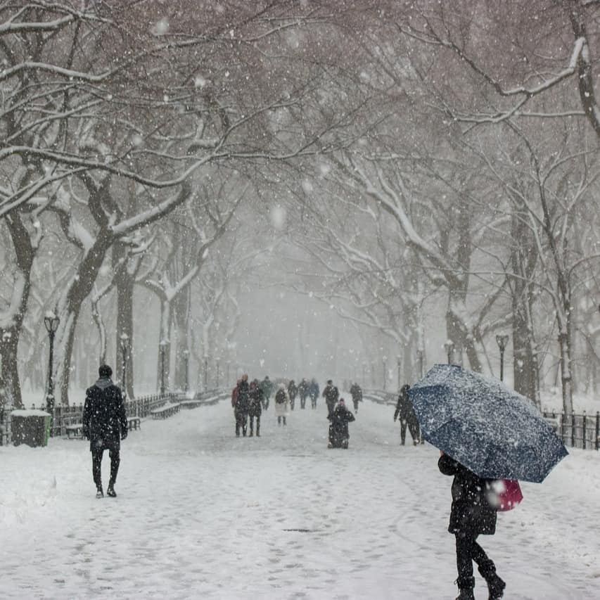 A New York park covered in snow