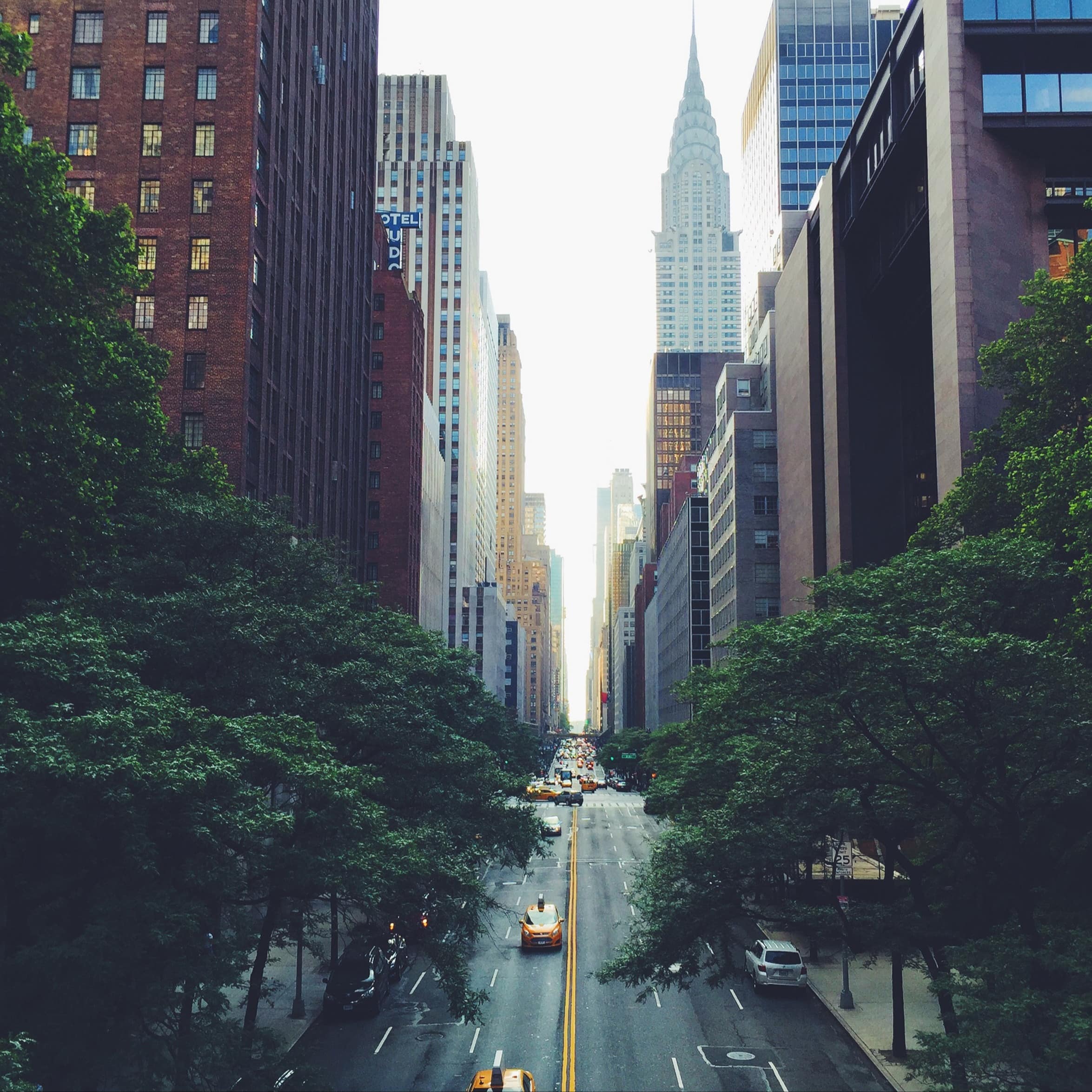 The Chrysler Building and other skyscrapers along New York City's 42nd Street