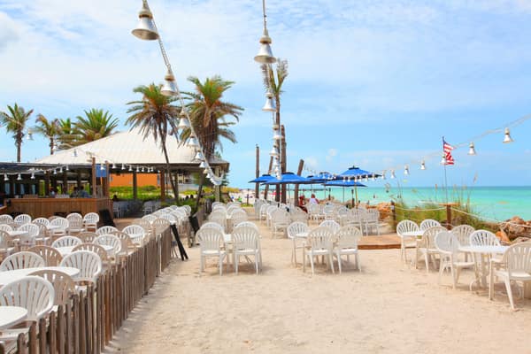 dining area right on the sand at the gulf drive cafe
