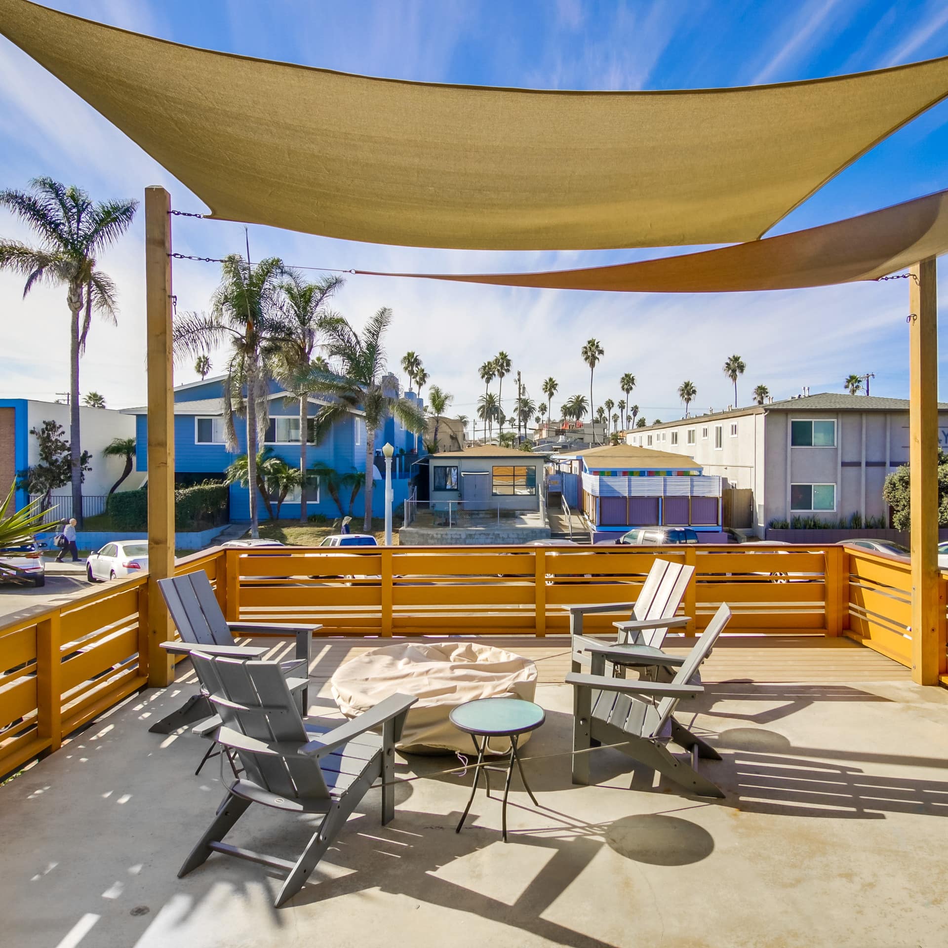 A cool patio with furnishings in Ocean Beach, San Diego