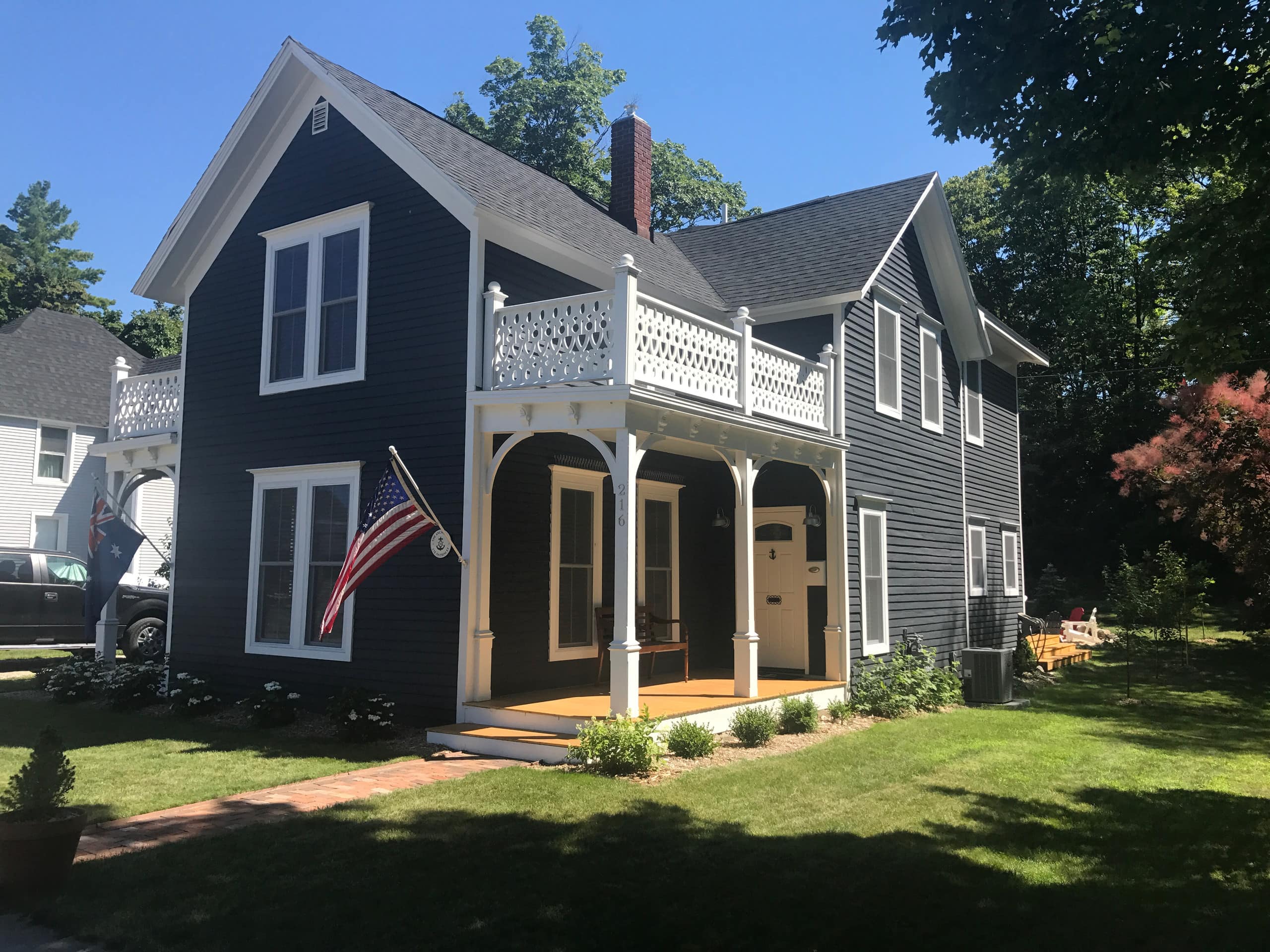 This fully renovated historic home in Charlevoix sleeps up to 10 people.