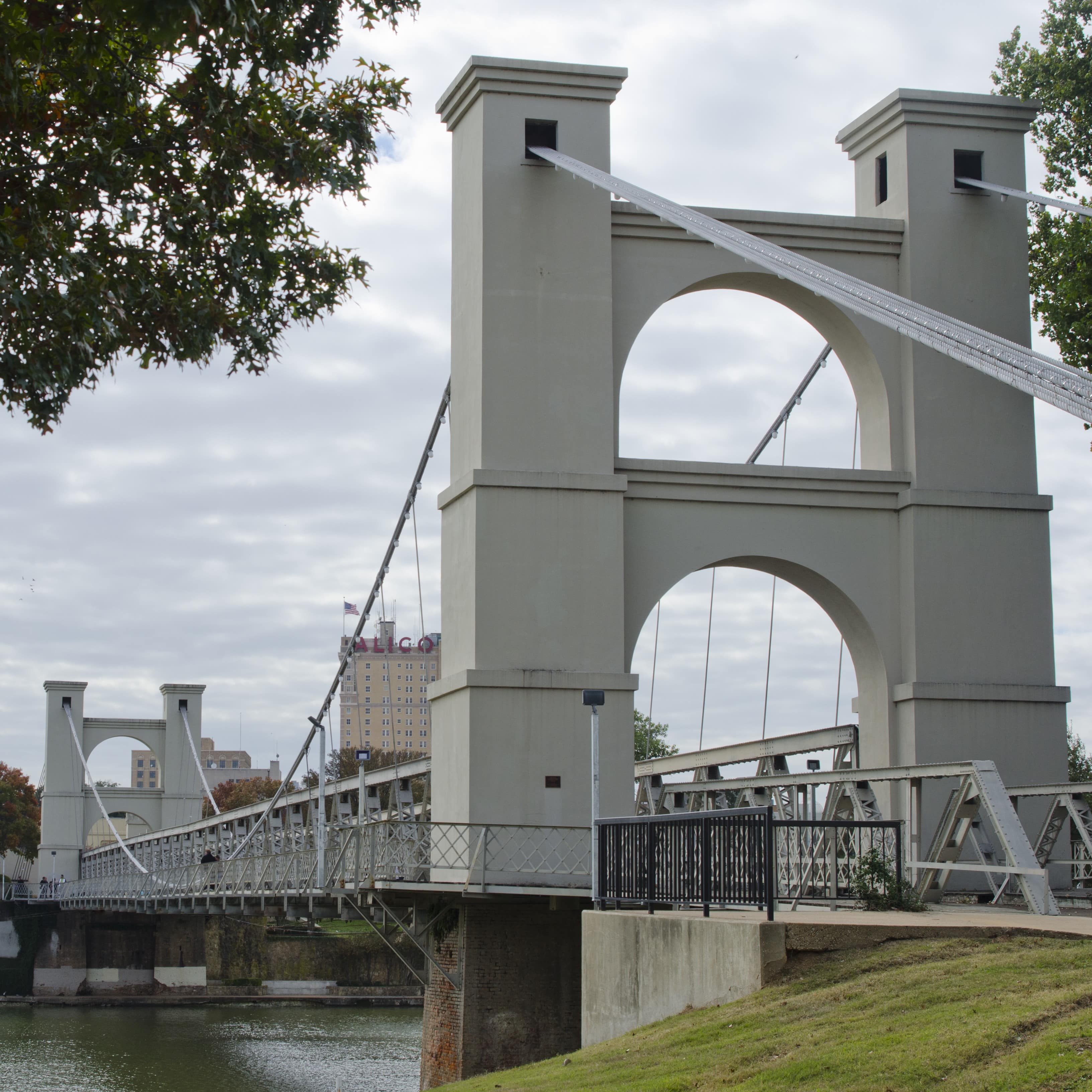 Waco suspension bridge and downtown skyline