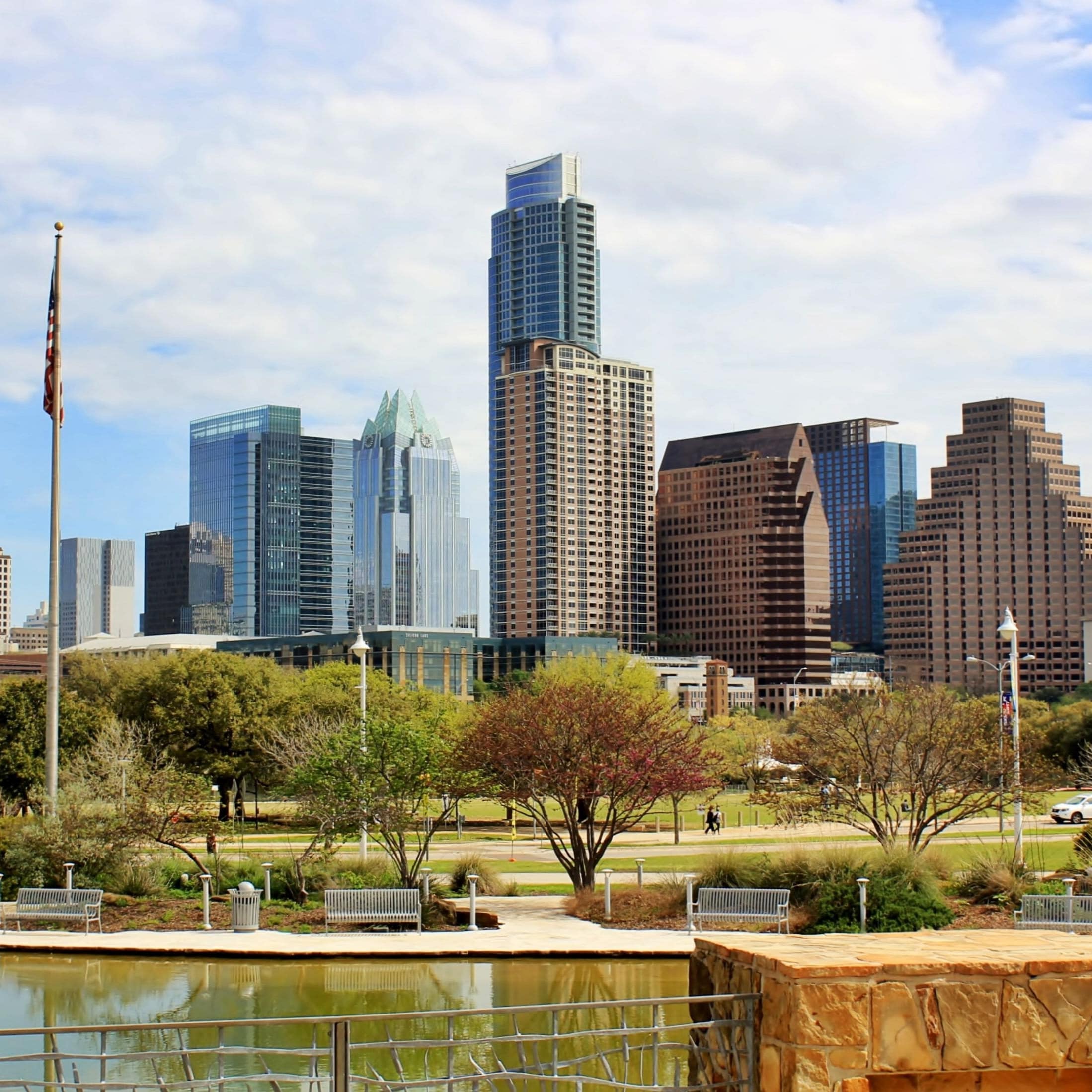 The shimmering skyline of Austin's Downtown